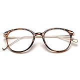 COASION Vintage Round Clear Glasses Non-Prescription Eyeglasses Frames for Women Men (Tortoise/Gold)