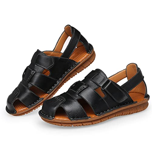 Men Sandals Leather Cowhide Beach Sandals Male Toe Outdoor Men's Casual Shoes(43)3