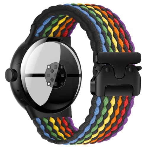 Image of Yeahxing Band for Pixel Watch 4 /3 /2 /1 Band - Stretchy Nylon Braided Bands for Google Pixel Watch 41mm 45mm, Fit 6.8-10.2 inch Adjustable Wristband with Parachute Buckle for Men Women
