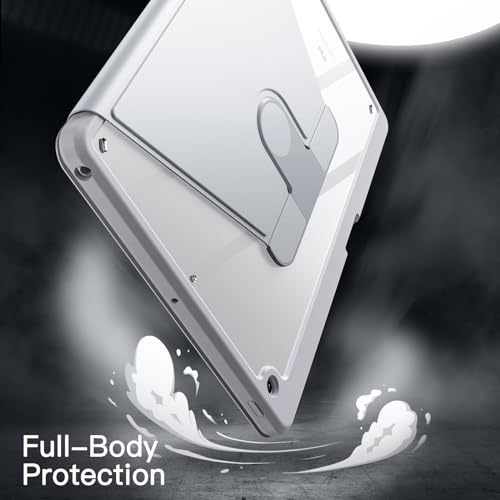 Image of JETech Rotating Cover Case for iPad 9 /8 /7 (10.2-Inch, 2021 /2020 /2019 Model, 9th /8th /7th Generation) with Pencil Holder, 360 Degree Rotation Protective Stand Cover Clear Back (Silver)