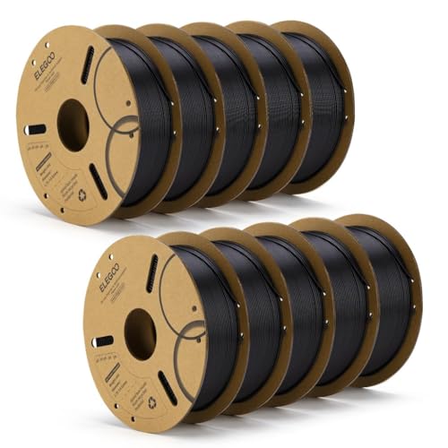 Image of ELEGOO PLA Plus Filament Bundle Black 10KG, 1.75mm PLA+ Tough 3D Printer Filament Dimensional Accuracy + /- 0.02mm, 10 Pack 1kg Spool(2.2lbs) Fits for Most FDM 3D Printers