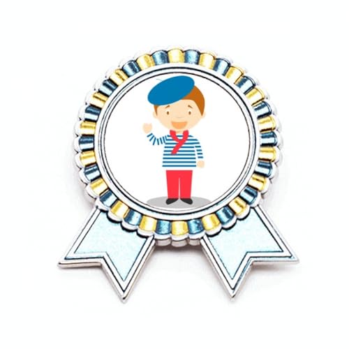 Broche dessin animé bleu mer France en métal premium art déco émaillé