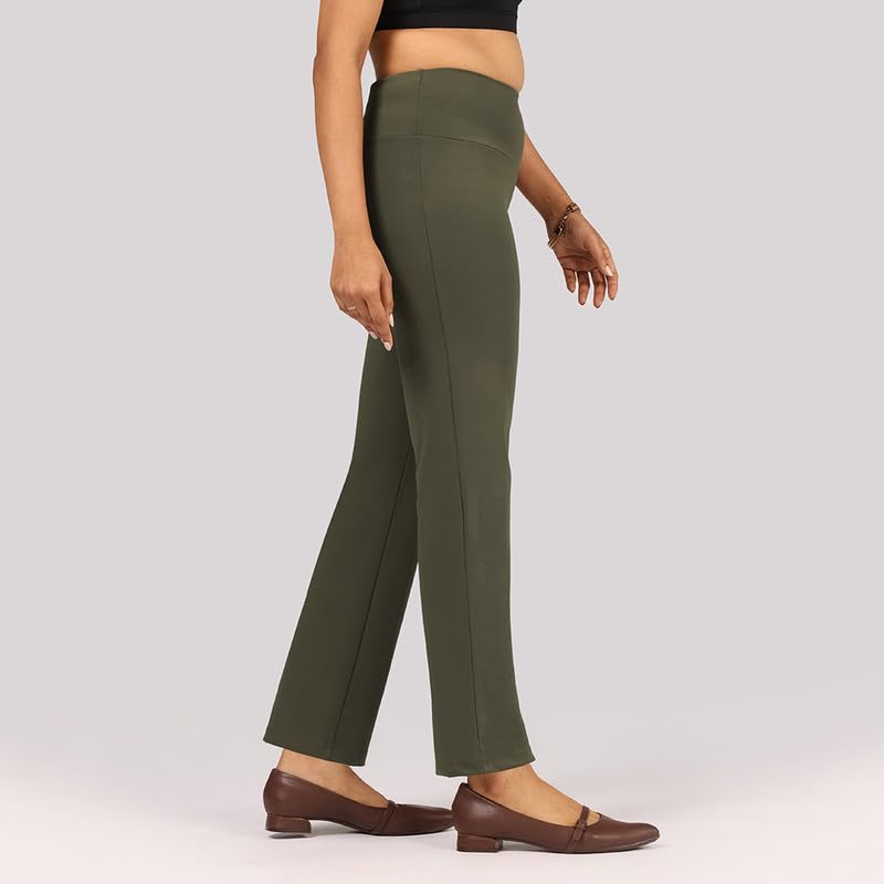 Image of BlissClub Women's Ultimate Straight Pants - Lite, High Waist Formal Trousers with Wide Waistband, Tall (for Women Above 5'5 ft)