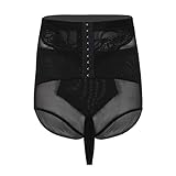 TiaoBug Herren Unterwäsche Hohe Taille Unterhosen mit Penishülle Funktionsunterwäsche Elastische Formwäsche in Schwarz Creme Schwarz 90-110kg