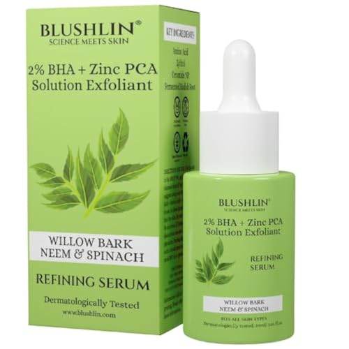 BLUSHLIN 2% Salicylic Acid Serum for Acne, Oily Skin, Open Pores & Blackheads | Face Serum for Acne and Dark Spots for Men & Women | Reduces Excess Oil & Bumpy Texture | BHA Based Exfoliant | 30 ml