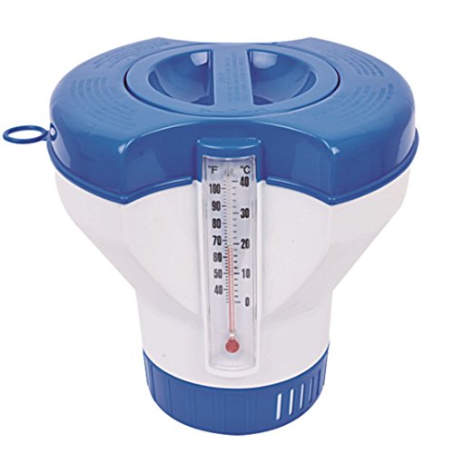 Jilong Chlor-Dosierer Ø 22,8 cm Pool Dosierschwimmer mit Thermometer Schwimmbecken Chemikalienspender für Schwimmbad Chlor Tabletten Ø 7,5 - 10,5 cm