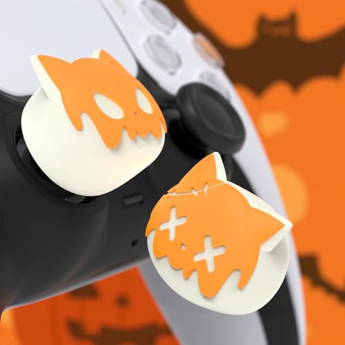 Image of PlayVital Cute Universal Illuminated LED Thumbstick Grips for ps5, for ps4, Joystick Caps for Xbox Series X /S, for Xbox One, Switch Pro Controllers, Joystick Protection - Tricky Kitty & Dorky Kitty
