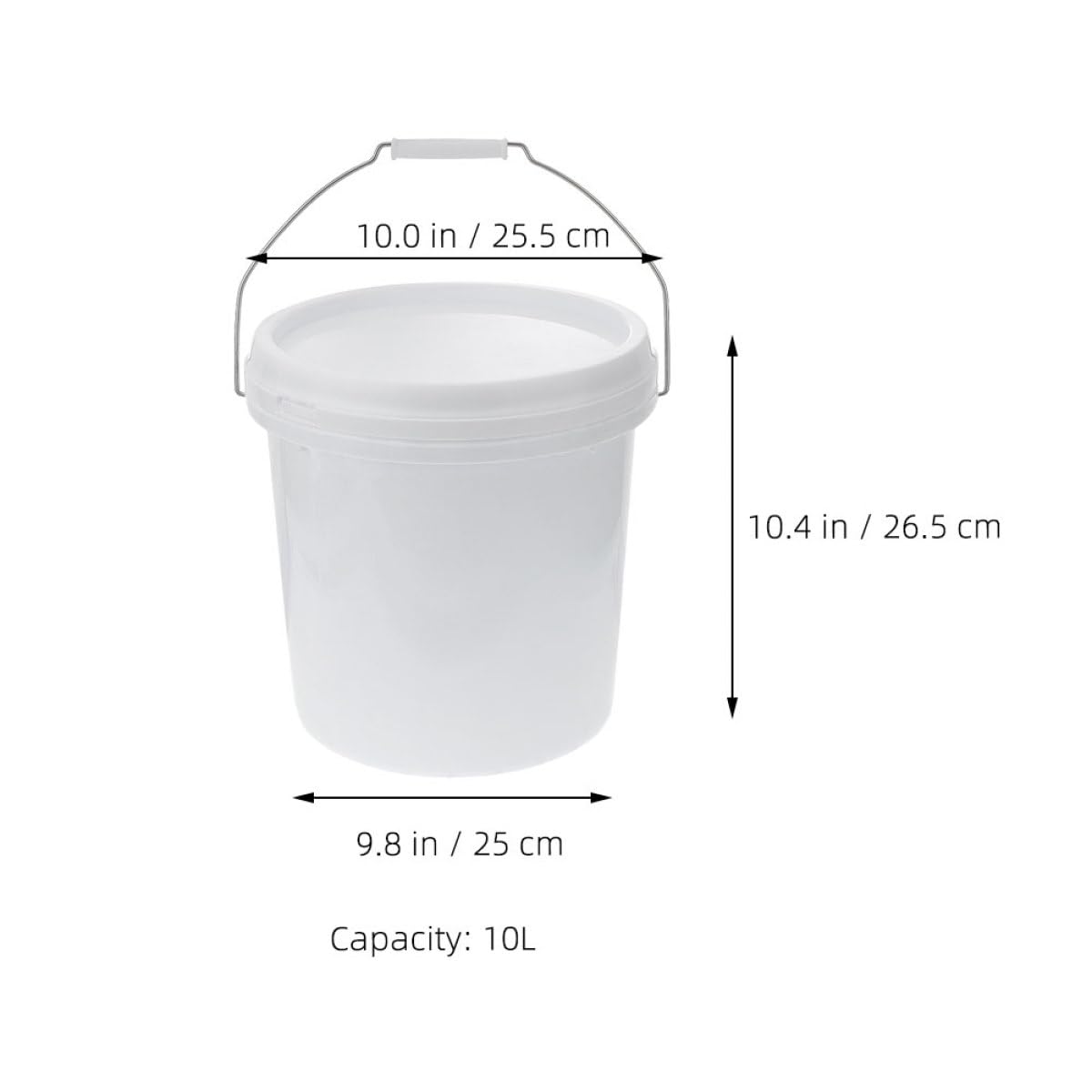 Abaodam Cubo Redondo de Plástico Blanco de 10l Tapa Segura, Multifuncional para Almacenamiento y Pintura, Pack de 2 Unidades Adecuado para Uso Doméstico