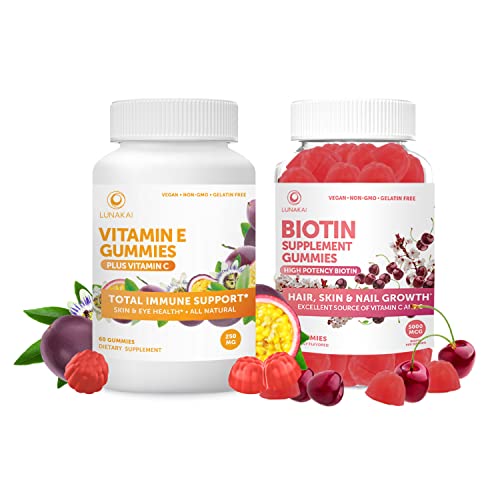 Vitamin E And Biotin Gummies Bundle - 3000 Mcg Gummies For Adults Energy Support And Bone Health - Anti Aging Protein Supplements For Men & Women #TOP9