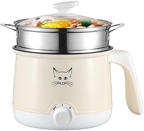 Avkobow Hot Pot, Electric Pot for Raman, Soup, Noodles, Steak, Oatmeal, Rapid Mini cooker with Temperature control, 1.8L (Khaki)