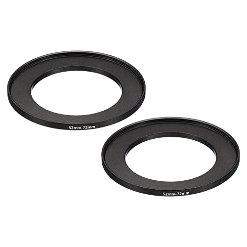 Image of PATIKIL 52mm-72mm Metal Step Up Ring, 2 Pack Camera Lens Filter Adapter Ring Aluminum Filter Adapter Ring for Camera Lenses Hood, Black