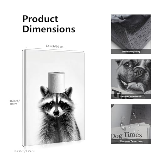 JBER Canvas Painting Wall Art Poster, home decor, suitable for bathroom decor space personalized decoration,(Raccoon, 40×30cm) - Image 2