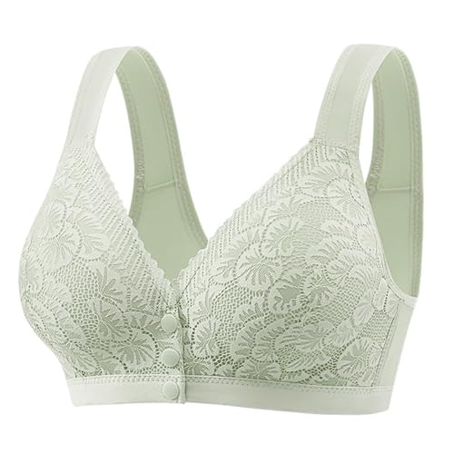 Sujetador para mujer sin aros, push up, antisag, cierre frontal, sin aros, de algodón, transpirable, ligero, cómodo, suave, bralette, verde, 80B