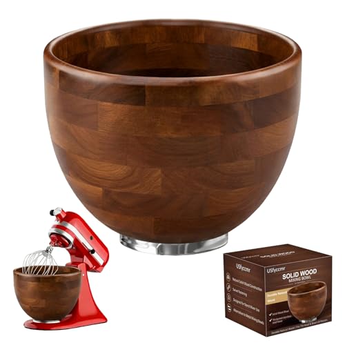 Tazón de Madera para Batidora 4.5-5 QT con Base de Acero miniatura 1