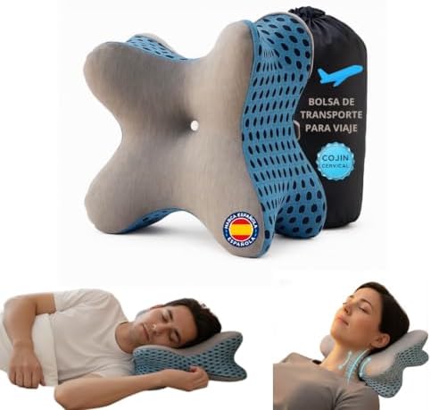 Almohada Cervical Viscoelástica Ergonomica Compacta 5 en 1 con Di...