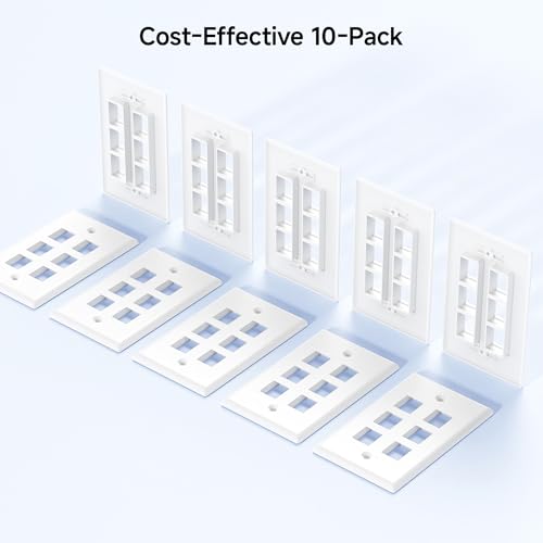 Image of [UL Listed] Cable Matters 10-Pack Low Profile 6-Port Keystone Wall Plate