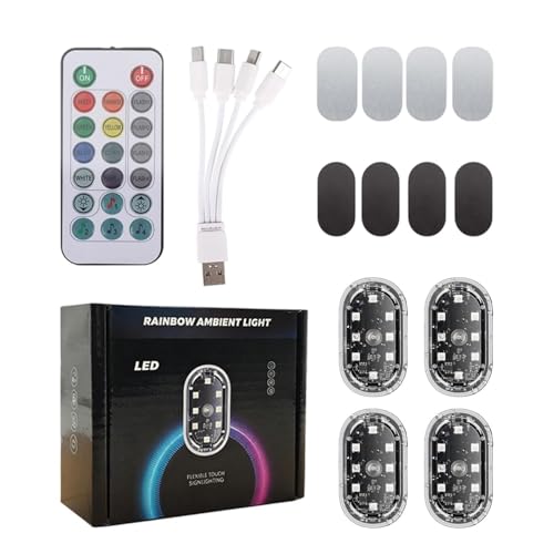Genérico Luces LED Inalámbricas para Coche,Juego de 4 Piezas Impermeables y Brillantes,Luces LED Intermitentes Inalámbricas para Moto   para Auto Camioneta Moto Scooter Bajos Puertas