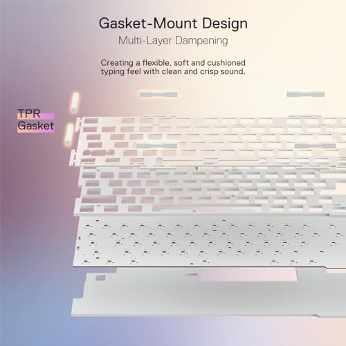 K673 Pro Tastiera da Gioco senza Fili Gasket RGB 75% 3 Modalità 81 Tasti Tastiera meccanica compatta con Base sostituibile Caldo Pulsante Rotante Speciale e Cuscinetti ammortizzanti del - Tastiera gaming - Immagine 4