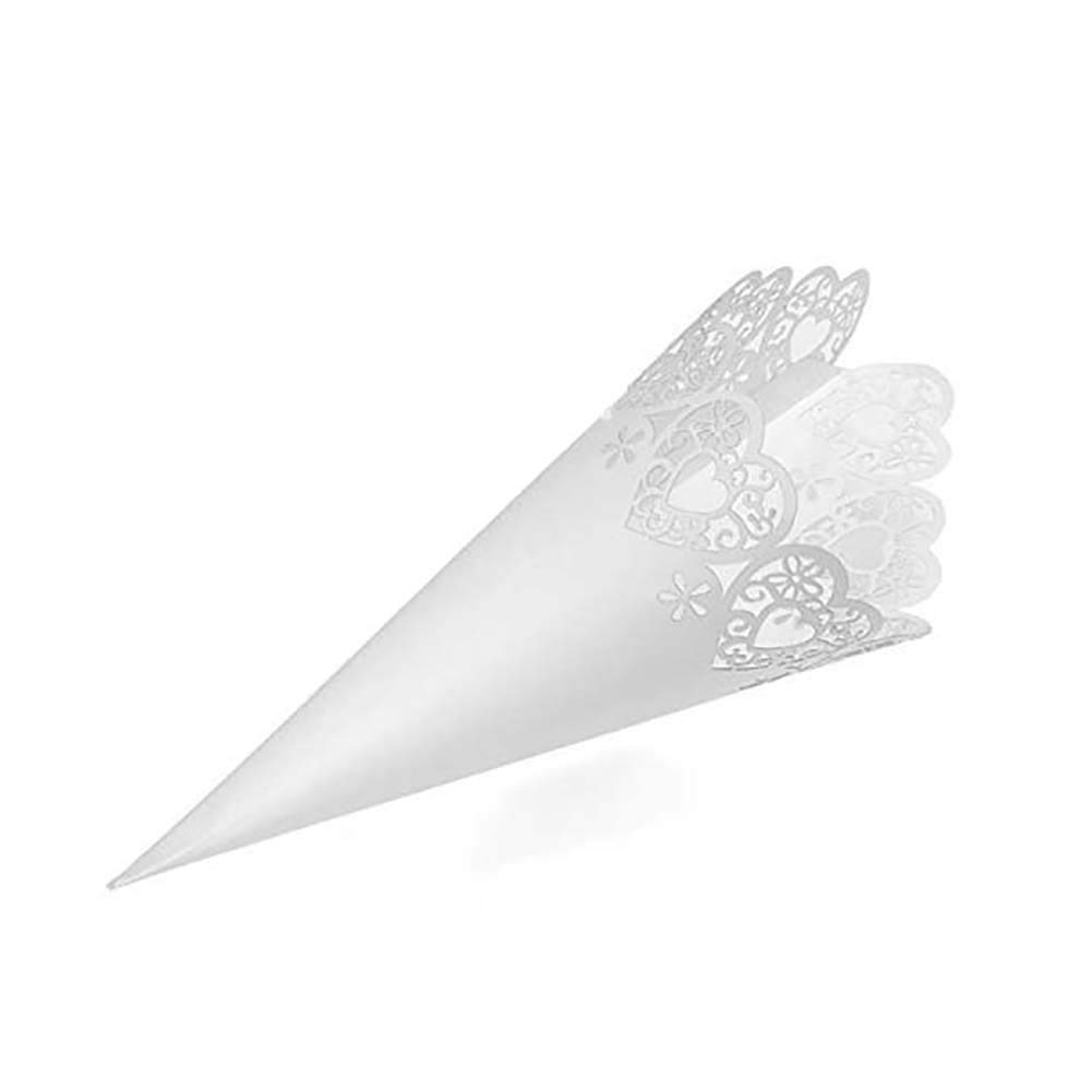 Sumshy 50pcs Conos Papel Blanco con Adhesivo de Doble Cara Arroz Boda Blanco Cucuruchos Petalos Confeti Decoración Boda