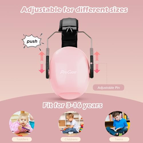 Image of ProCase Noise Cancelling Headphones for Kids Toddler, SNR 27dB Noise Reduction Ear Muffs, Hearing Protection for Monster Jam, Concerts, Fireworks, Shooting, Air Show, Autism Sensory Needs -Lightpink