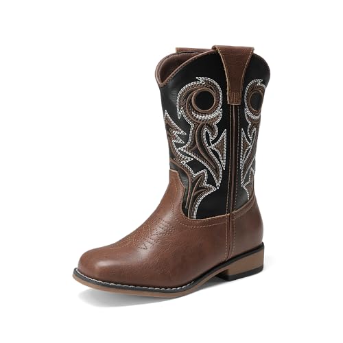DREAM PAIRS Boys Cowboy Boots Kids Classic Western Boots Square Toe Girls Cowgirl Boots for Toddler/Little Kid/Big Kid,Size 5 Big...