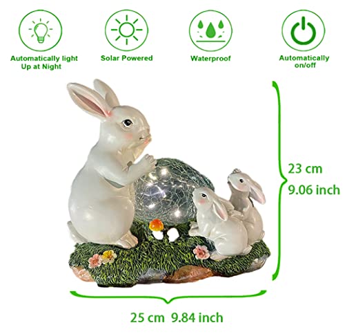 Solar Powered Family Of Bunnies Outdoor Led Garden Light Decor, Garden Ornament (Bunnies Family On A Lawn) #TOP1