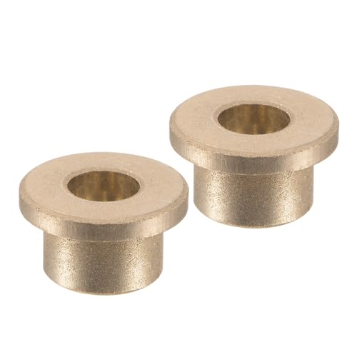 Kozelo 2pcs Flange Sleeve Bearings - [6mm Bore Dia x 10mm OD x 8mm Length x 14mm Flange Diameter x 2mm Flange Thickness] Bushings for Industrial Equipment, Sintered Bronze, Gold Tone