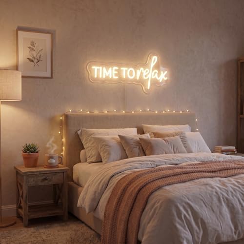 Image of TIME To relax Warm White Neon Sign for Wall Decor Led Neon Lights for Wedding Party Beauty Salon Gym Store Game Room Decorations