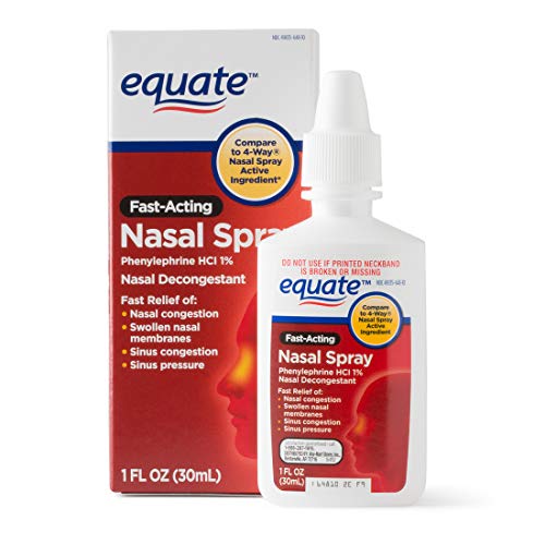 Equate - Nasal Spray Four, 1 oz, Phenylephrine Hydrochloride, Decongestant Spray, (Compare to 4-Way)