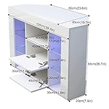 Dripex Corner TV Unit Entire Front High Gloss TV Stand Cabinet Cupboard Storage Furniture for Home Living Room Bedroom 100CM with RGB Lights for 32 40 45 50 inch TV - White - Image 7