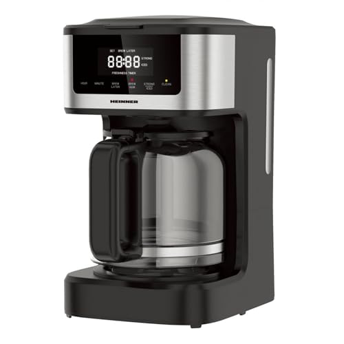 HEINNER HCM-DD900BKSS Digitale Kaffeemaschine mit 12 Tassen, Touch-Bedienung, Timer, Heiß- & Kaltbrühfunktion, Selbstreinigung, Tropfstopp, 900 W, Edelstahl, 3 Jahre Garantie