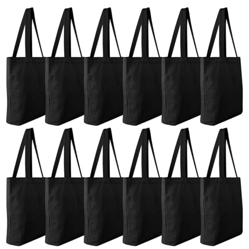 Faylapa 5 Pack Canvas Tote Bags,Heavy Duty Reusable Grocery Shopping Bag 12.2
