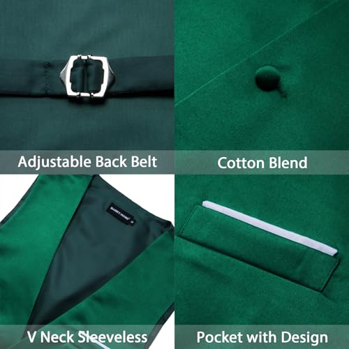Image of Barry.Wang Vest for Men Business /Leisure Dress Suit Vests V-neck 2 Pockets Wedding Party Tuxedo Satin Waistcoat