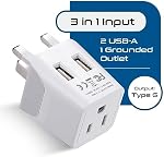 Ceptics Type G Travel Adapter for Travel to London, Hong Kong, Ireland - USB-A + USB-C & USA Input - Type G Adapter Grounded - Ideal for Phone, Laptop, Cameras (CTU-7) | Plug Adapter Type G, Type G Travel Adapter for London, Hong Kong & Ireland, Grou