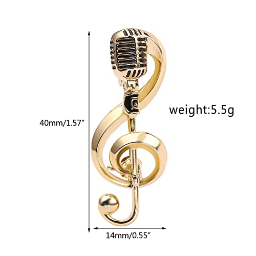 Image of Music Note Brooch for Creative Microphone Brooch Music Note Enamel Pins Alloy Bag Clothes Lapel Pin Jewelry Decor Gift for Women Men Boy G
