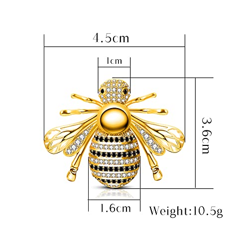 Image of Cute Bee Brooch Pin Corsage, Sweater Dress Shawl Jewelry Accessory Decor for Wedding Birthday Party Christmas Gift (Gold) (Style 3)