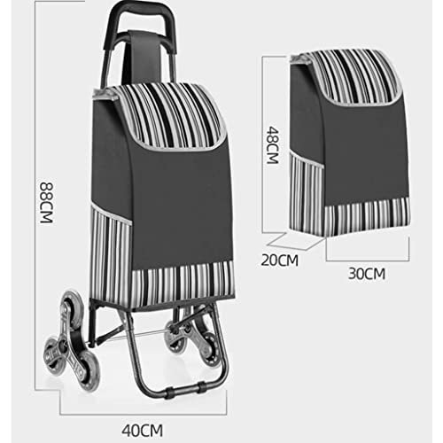 Einkaufstrolley, zusammenklappbar, wasserdicht, für Lebensmittel, Einkaufen, mit Rädern, tragbar, Schwarz 40 x 88 cm – Bild 8