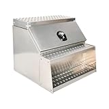 WULAZMU 30'x28'x25' Aluminum Semi Truck Side Storage Saddle Step Box, Heavy Duty Non-slip Side Mount Truck Tool Box with Open Wide Lid Design & Dovetail Lock, Silver