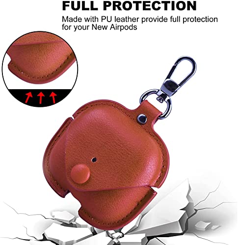 Image of Case Cover for Apple AirPods Pro 1 | Premium Leather Case with Carabiner | Only for Apple Airpods | Light Brown