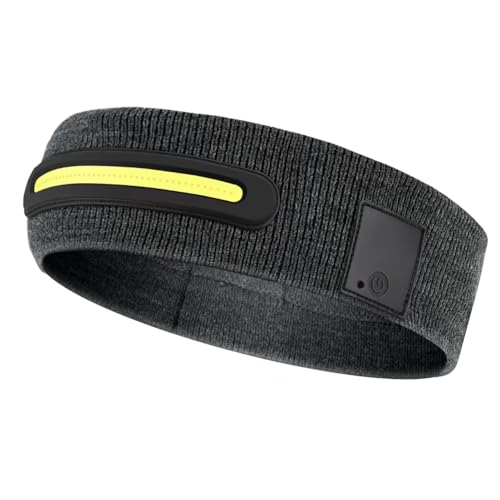 Diadema LED con luz para deportes al aire libre, banda luminosa para el sudor, recargable por USB, 3 tipos de ajustes de brillo, absorción de humedad elástica y transpiración para hombres y mujeres