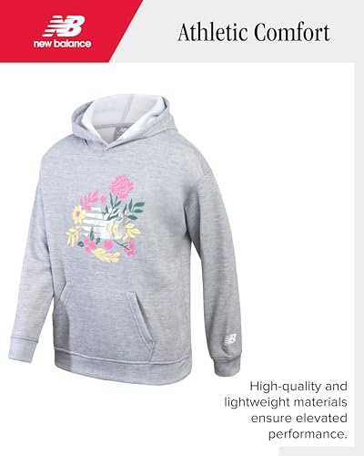 Image of New Balance Girls' Active Shorts Set - Fleece Hoodie Sweatshirt and Sweat Shorts - Cute Spring Outfit Set for Girls (7-12)