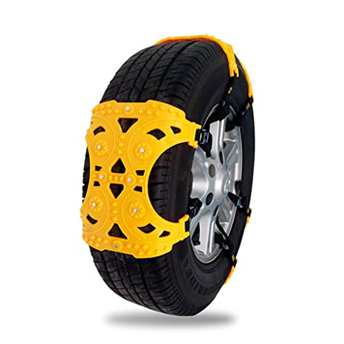 Cadenas de nieve para coche ajustables contra emergencias en invierno para SUV camión amarillo