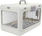 Yctze Crate de chat pliable, Kennel portable de grande capacité pour les chats Transparent Design Transporteur d'animaux de compagnie en plastique avec conception pliante pour avion de voyage et voiture 19.69x12.60x12.20in