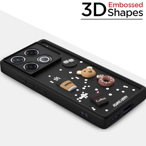 Image of Pikkme Back Cover for Infinix GT 20 Pro 5G | Cute Fun Cartoon 3D Bear Silicone Full Body Protection Bumper Case (Black)