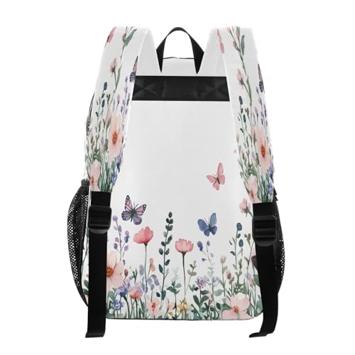 Wildflowers and Butterflies Clear Backpack - Stadium Approved Large 15.7-inch Waterproof Transparent Bag for Sports, Concerts, Work, Travel#2923