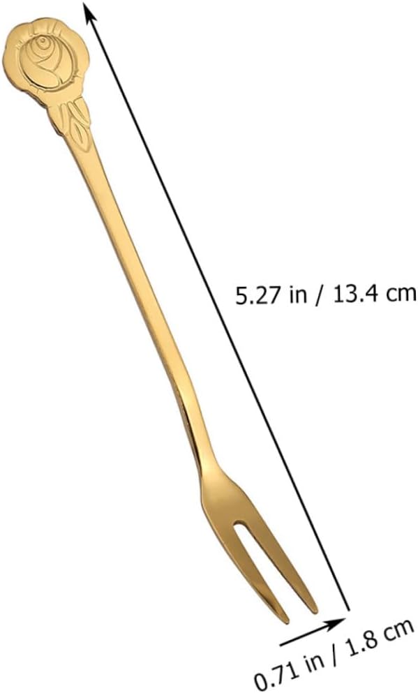 10pcs Titanium Coated Two-tine Fruit Forks Decorative Dessert Forks for Household Party Serving and Appetizer Use