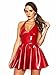 FASHION QUEEN Women's Sexy Black & Red Halter PVC Mini Dress Side Zip Backless Clubwear (L, Red)