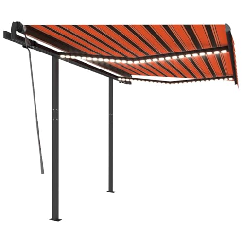 vidaXL Gelenkarmmarkise Einziehbar mit LED Markise Sonnenmarkise Balkonmarkise Sonnenschutz Sichtschutz Terrasse Garten 3x2,5m Orange Braun