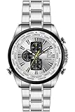 Invicta Aviator 50501 - Orologio da uomo, impermeabile, analogico, movimento al quarzo, in acciaio inox, quadrante argento, 50 mm