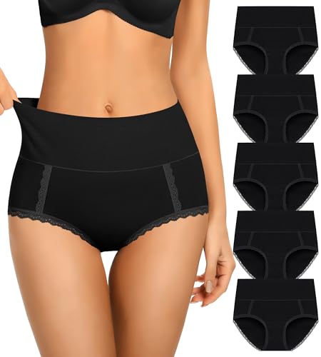 Cotton Underwear High Waisted Womens Full Coverage Ladies Comfy Panties (Regular & Plus Size)